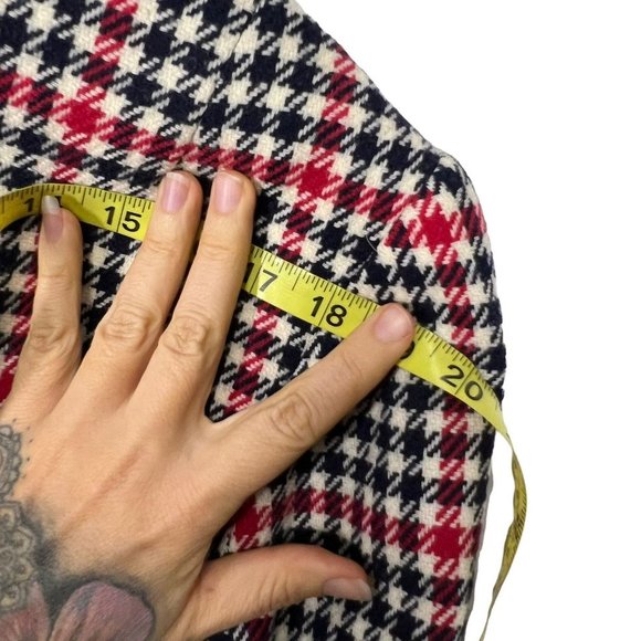 Vintage 80s Pendleton Navy Blue White Red Houndstooth Plaid Wool Blazer 22W - Picture 6 of 9